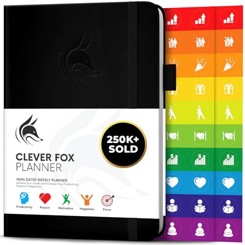 Clever Fox Planner – Undated Weekly & Monthly Planner for Productivity, Time Management & Goals – Organizer Journal – A5 (Black)