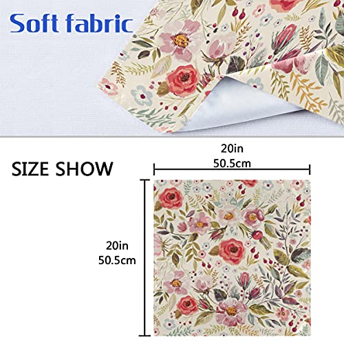 Floral Cloth Napkins Set Of 6, Vintage Flower Fall Polyester Kitchen Dinner Napkins Washable For Holiday Festive Party New Years Wedding Decor #TOP5