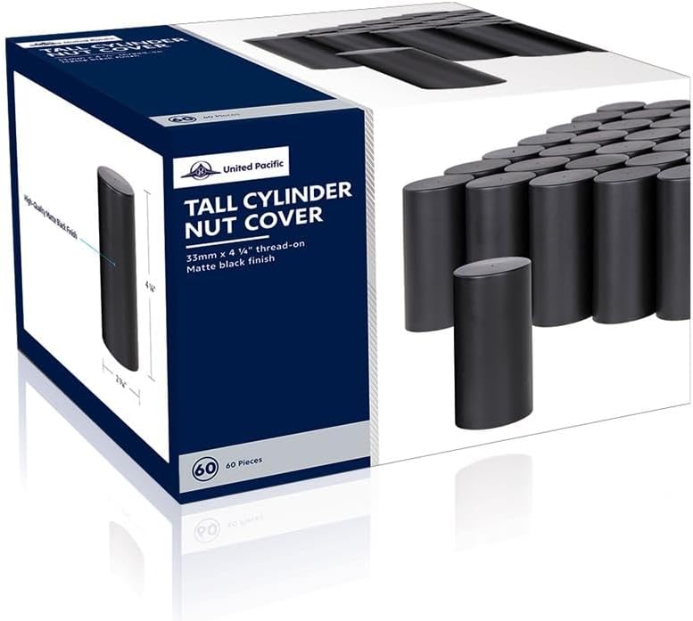 C2W (60, Cbox) 33MM x 4 1/4" Black Tall Cylinder NUT Cover - Thread-On (60, Pack), Interior/Exterior Upgrade