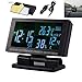 MASO Car LCD Digital Multifunctional Clock 12V/24V Thermometer Hygrometer Weather Forecast Temperature Alarm 4 in 1 with 1.5m Cable
