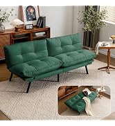 2 in 1 Chenille Loveseat Futon Couch, Full Size Pull Out Bed in a Box