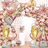 91 Pcs Rose Gold Balloons, Huge Explosion Star Balloons Champagne Bottle Goblet Aluminum Foil Balloon for Birthday, Bachelorette, Bridal Shower, Wedding, Engagement Party Decorations Supplies