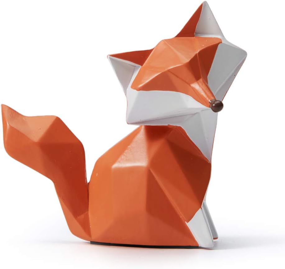Amoy-Art Fox Ornament Gifts Aniaml Statue Sculpture Modern Figurine Decor Home Arts Table Centerpiece Crafts Polyresin 10cm