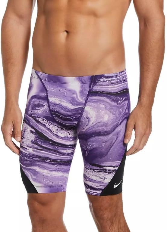Nike Men's Hydrastrong Crystal Wave Print Jammer Swimsuit-Court Purple (Size 24)