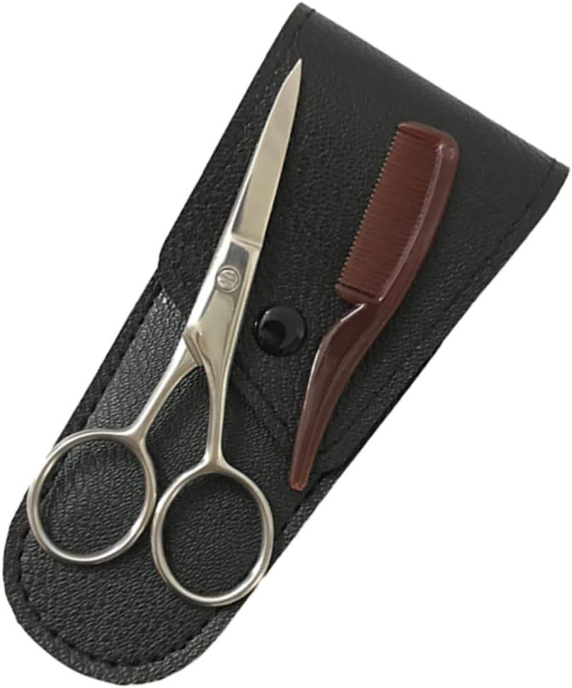 Mustache Scissors Set for Men, Stainless Steel Beard Trimming