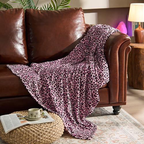 Image of BEDELITE Pink Leopard Blanket Twin- Soft & Cozy Cheetah Blanket for Couch, Bed & Sofa, Lightweight Fleece Animal Print Decor, 60 inchx 80 inch, Pink