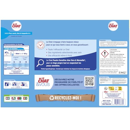Le Chat Lessive Poudre Sensitive Aloe Vera 36 lavages Hypoallergénique – vue 3