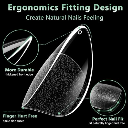 Leykosh Short Almond Nail Tips, 15 Sizes 240 PCS Clear Acrylic Soft Fake Nails Gel Nail Tips, Full Cover Pre-Shaped Matte Long Lasting Press on Nails Extension for DIY Beginners & Salon Manicure - Thumbnail 2