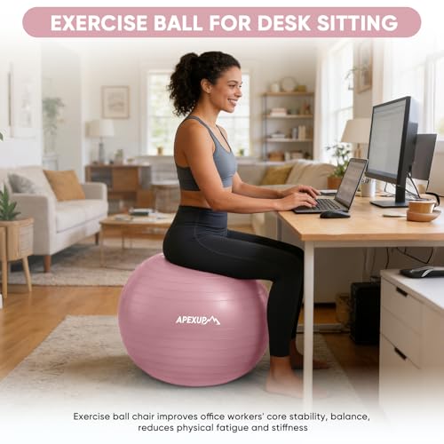 Image of APEXUP Yoga Ball, 660 lbs Anti-Burst Exercise Ball with Pump, 5 Sizes | Anti-Burst, Anti-Slip, SGS Certified, Strengthens Core, Improves Balance & Posture, Boosts Flexibility & Stability