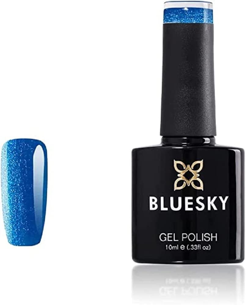 Bluesky Gel Polish, Icicle, S07N, Soak Off Nail Gel Polish, Blue Glitter, 10ml,