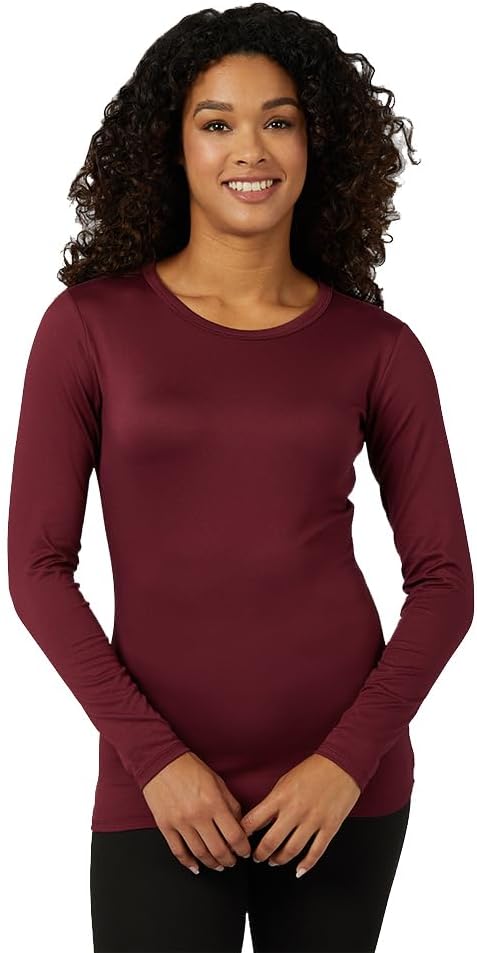 32 Degrees Heat Women's Lightweight Crew Baselayer Top | Form Fitting | Long Sleeve | 4-Way Stretch | Thermal