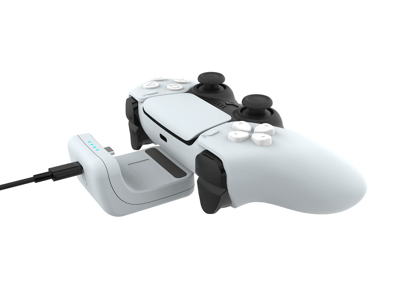 Rii Controller Ladestation nur mit PS5 Kompatibel, Zubehör für PS5, 2000mAh, Ladestation mit Batterieanzeige, USB-Type-C Ladekabel, Weiß