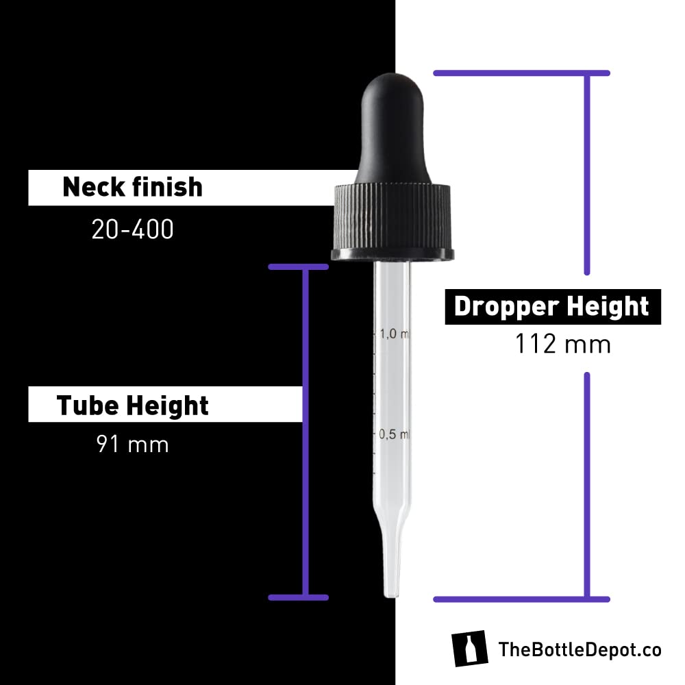 The Bottle Depot Bulk 300 Pack 2 oz Glass Dropper Neck Finish 20-400; Wholesale Quantity