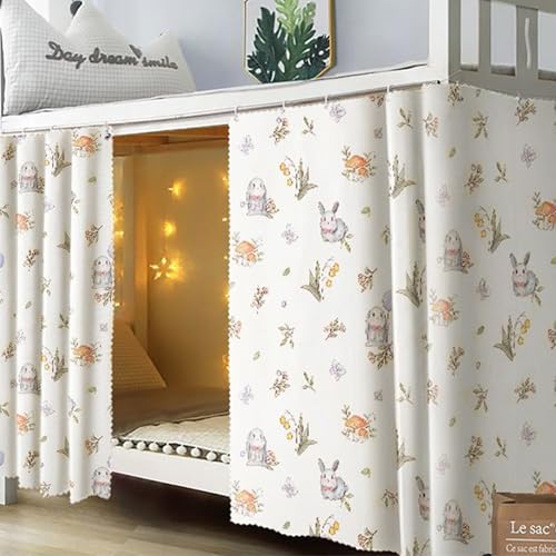 Image of Cute Bottom Bunk Bed Curtain Student Dormitory Blackout Cloth Mosquito Nets Bedding Tent Bed Canopy Single Sleeper, Rabbit