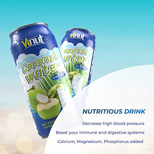 Vinut Original Coconut Water Drink With Pulp (16.57 Fl Oz, Pack Of 12), Hydrate Naturally, Fresh, High Calcium, Potassium, Nutrient Rich, Not From Concentrate, Strong Coconut Flavor And Aroma #TOP5
