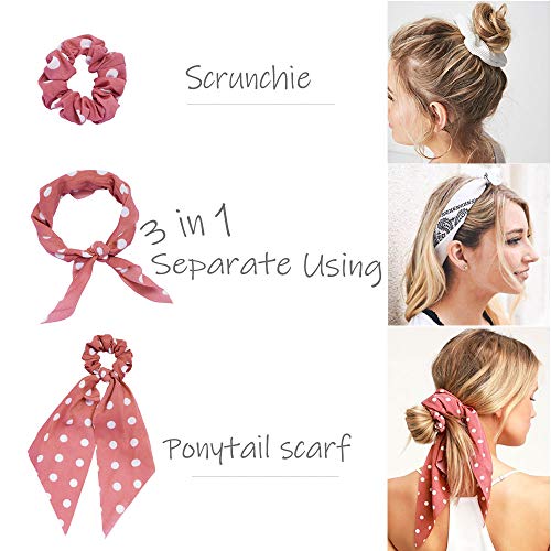 Sunaction 12 Pcs Hair Scarf Hair Scrunchies Chiffon Floral Hair Scarves Ribbon Scrunchie,Ponytail Scarf Scrunchies For Women Girls #TOP5