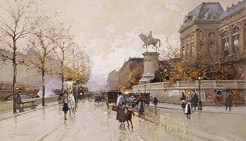 Scène de rue parisienne impression d'art mural haut de gamme Eugène Galien Laloue 60x90