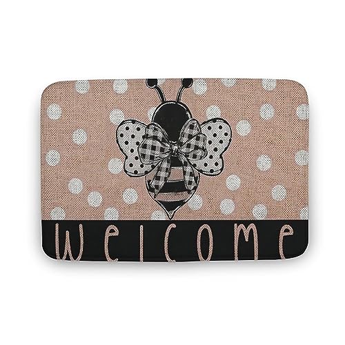 Ensound Zerbino con ape, con scritta in inglese "Welcome Autunno", per interni ed esterni, 50 x 80 cm