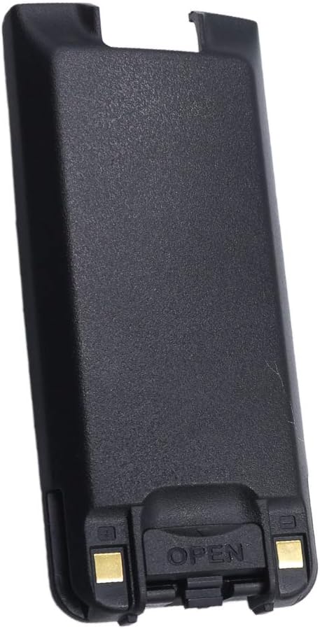 Back view of the TYT MD-2017 Li-ion battery showing the release mechanism and charging contacts.