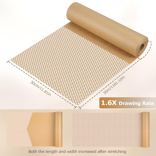 Zocipro Wabenpapier Rolle, 30 cm x 30 M Papier Verpackungsmaterial, Honigwaben Verpackungspapier für Versand und Zerbrechliche Gegenstände, Luftpolsterfolie Alternative