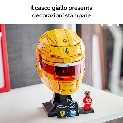Editions Scuderia Ferrari HP Lewis Hamilton Helmet - F1 Merchandise - Display Model Kit w/Collectible Minifigure - Gift for 14+ Year Old Boys & Adult Motorsport Fans - 43022 - Lego - Immagine 2