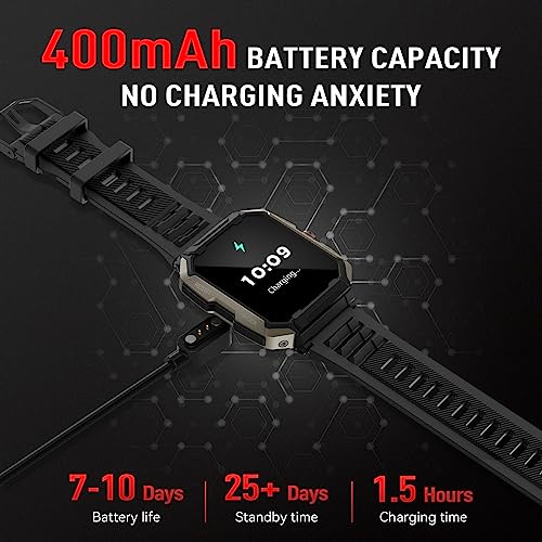 Smart Watches For Men, 1.85" Hd Display 400Mah Rugged Smartwatch With Bluetooth Call Tactical Ip68 Waterproof Smart Watch Outdoor Fitness Tracker With Heart Rate Monitor For Ios Android Phone #TOP3