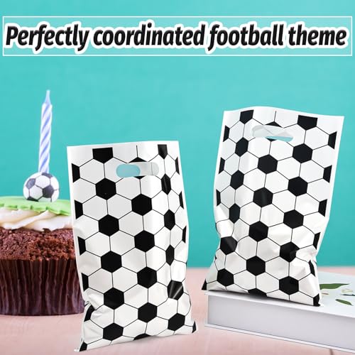 Zi Lan 30 bolsas de regalo con asas para fútbol, bolsas de plástico para niños y adolescentes, juegos, eventos deportivos, decoración para fiestas con temática futbolística - imagen 6