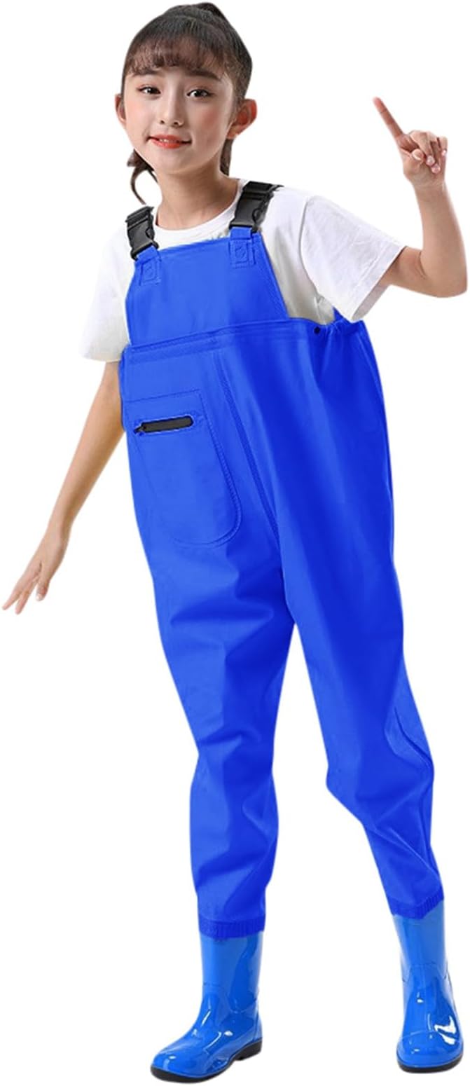 Youth Fishing Waders Full Body Chest High Design with Integrated Boots for Outdoor and Angling Adventures