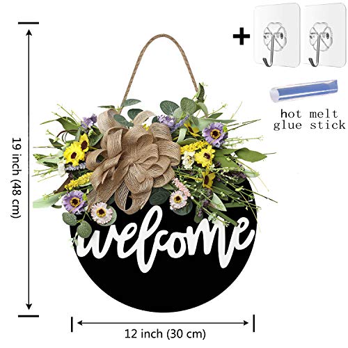 Welcome Sign For Front Door Wooden Hanging Sign Daisy And Lavender Spring And Summer Wreath For Front Porch Outdoor Restaurant Home Decoration #TOP2