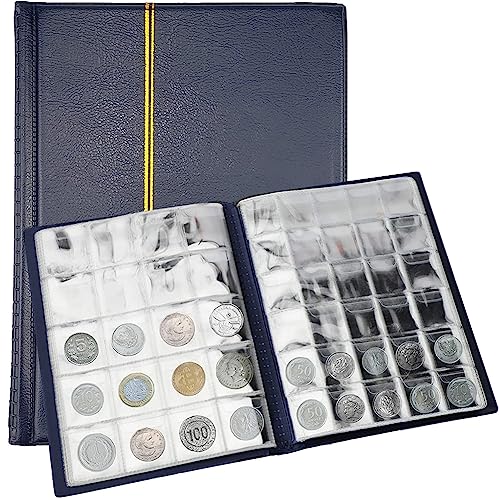 Livre Collection Pièces, Album pour 250 Monnaies, Livre Pièces Commémoratives, Porte Pieces Monnaie Collection, Rangement Pièce Commémorative, Collection Album pour Monnaie Médailles Jetons Insignes