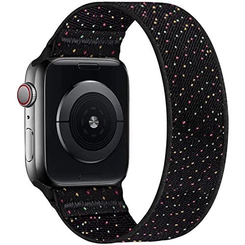 ENJINER Stretchy Nylon Solo Loop Bands Compatible with Apple Watch 38mm 40mm 41mm 42mm 44mm 45mm 49mm Ultra iWatch Series 8 7 6 SE 5 4 3 Strap, Sport Elastic Braided Men, 42/44/45mm S Black Unity by ENJINER - Used condition - US$8.90