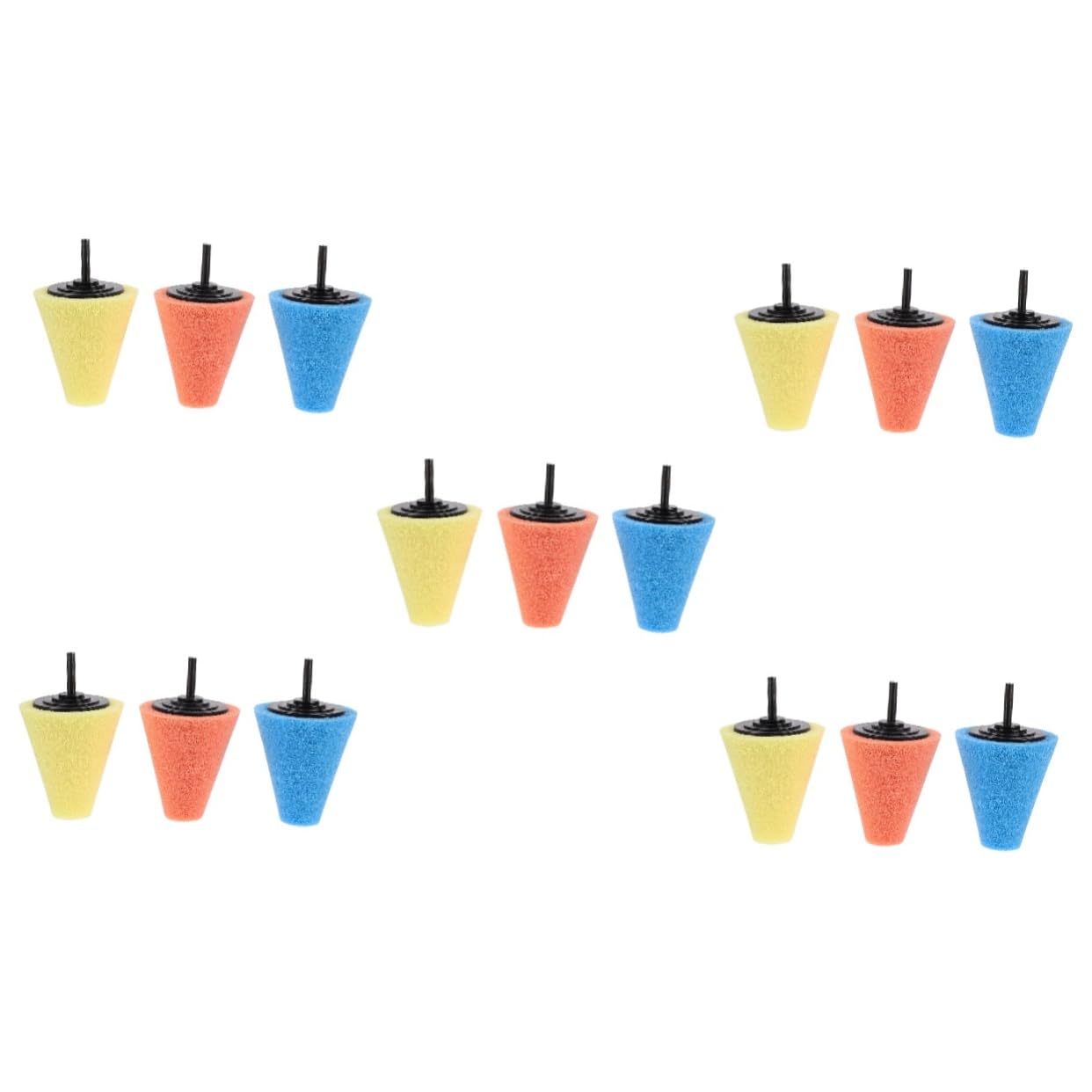 15pcs Automotive Wheel Buffing Sponge Pads Orange Yellow Polishing Cones for Car Wheels Care Waxing and Detailing and Practical Buffing Tool for Finish