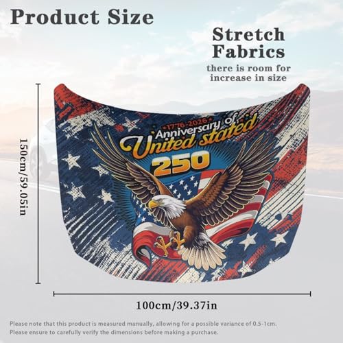 Image of Renewold 250th Birthday American Car Hood Cover Wrap Auto Hood Decoration Indoor Outdoor Blanket Exterior Car Accessories Elastic for Family Friend Boss for Holiday Festival Party Street