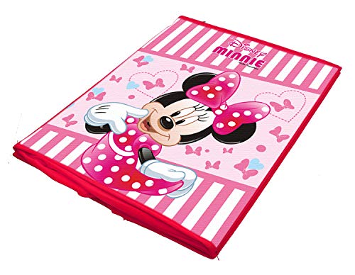 Image of Heart Home Disney Minnie Print Non Woven Large Size Fabric Foldable Laundry Basket and Small Size Cube Toy, Books, Shoes Storage Box with Handle (Set of 2, Pink)-HEART11895, Standard