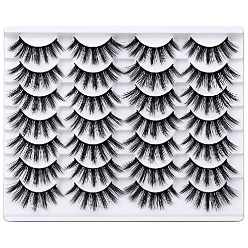 Newcally False Eyelashes Fluffy 18MM 3D Faux Mink Lashes 14 Pairs Natural Look to Long Dramatic Strip Fake Eye Lashes Reusable Handmade Soft Multipack