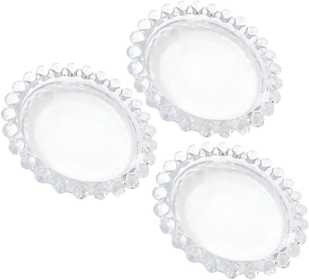 Glass Appetizer Plates 3pcs with Xmas, Mini Fruit Plate for Picnic