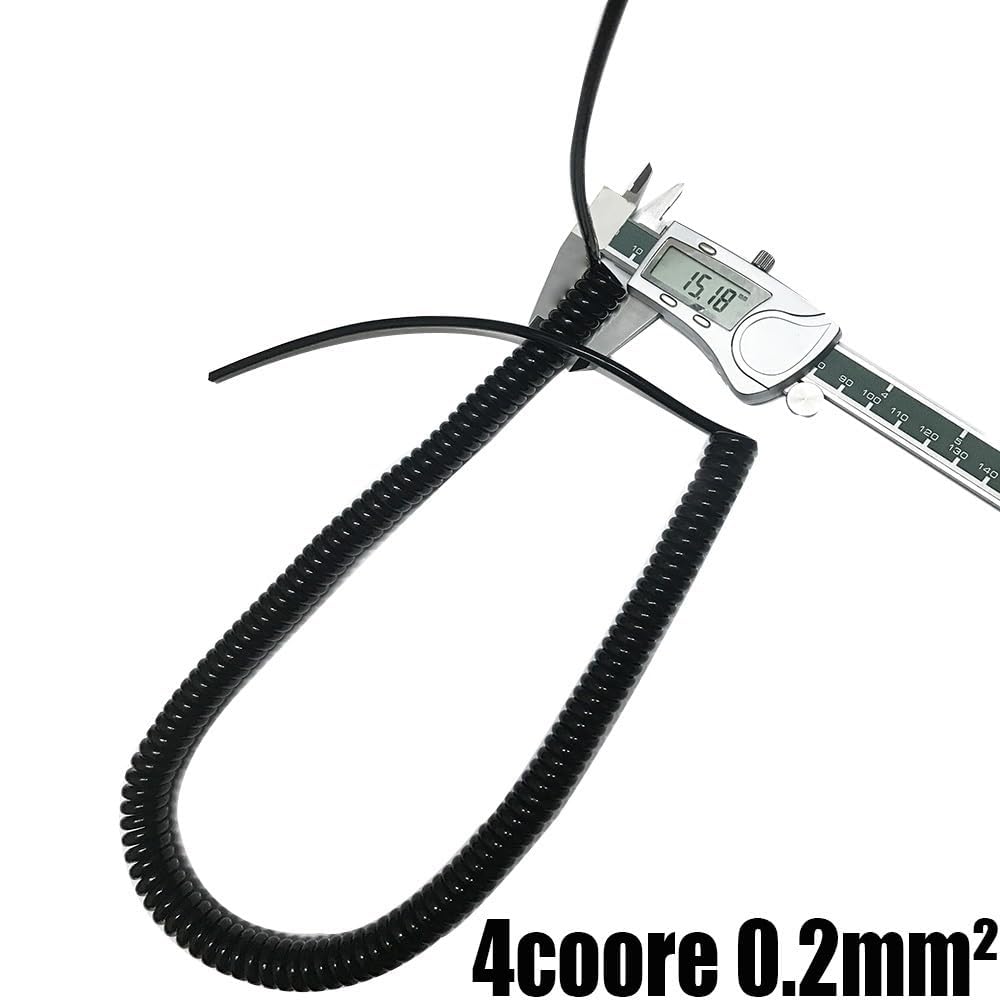 Kabel spiralny sprężynowy, 2-żyłowy, 3-żyłowy, teleskopowy, kabel sprężynowy, 0,2 mm, kwadratowy, wielordzeniowy drut miedziany, czarny (3-żyłowy 0,2 mm kwadratowy)