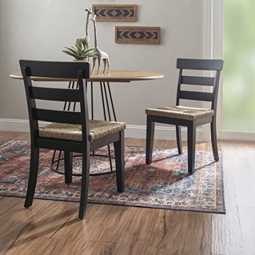 Linon Black Wood Woven Rush Seat, Minelli Dining Chair, Set Of 2 #TOP1