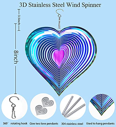 Winusd Wind Spinner Outdoor Metal Decorations, Yard Art Garden Decor, 3Pcs Colorful 3D Stainless Steel Metal Sculptures Kinetic Hanging Wind Spinner Indoor Outdoor Ornaments Gifts Festival Decoration #TOP4