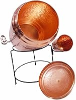 Vista 4 de Dispensador de agua martillada de cobre de 8 litros con 1 vaso de 10.1 fl oz cada uno y con soporte para cocina, dispensador de agua, dispensador