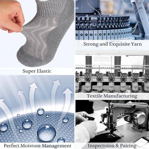 Image of +MD Bamboo Viscose Ankle Diabetic Socks for Men & Women, 6 Pairs, Soft Cushioned, Non-Binding Loose Top, Extra Wide