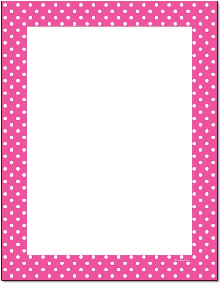 Polka Dots Letterhead Laser & Inkjet Printer Paper (100 Sheets, Bright Pink)