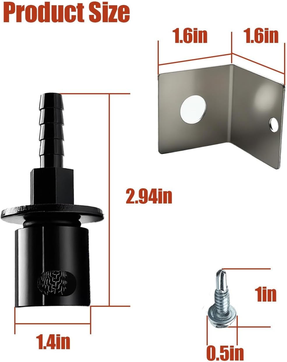 Fuel Tank Vent Roll Over Valve Replace 19-174, Remote Mount Rollover Check Valve Fit for Holley Sniper EFI Upgrade 5/16 Hose Barb, Bracket Kit Black