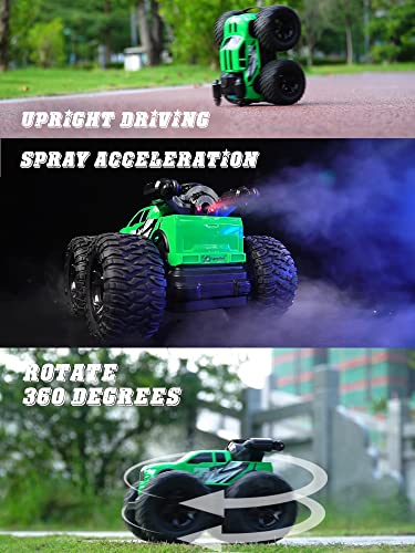 Rc Stunt Car, Rc Monster Trucks 4X4 Offroad, 4Wd 360° Flips Rotating Car Toys For Boys And Girls, Toddler Remote Control Car With Spray Function, Ideal Birthday For Kids (Green) #TOP2