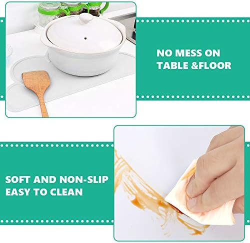 TANCUDER 2 PCS Silicone Placemat for Kids, 48*27cm Non Slip Table Place Mat Cloud Shape Baby Feeding Plate Tray Heat Proof Stain Resistant Washable Toddler Tablemat , White,One Size