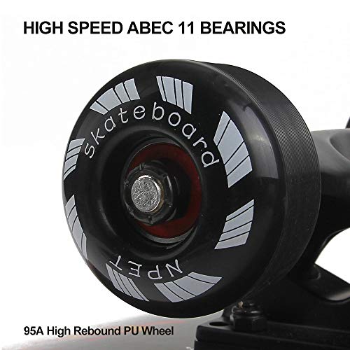 Npet Pro Skateboard Complete 31 Inch 7 Layer Canadian Maple Double Kick Concave Deck Skating Skateboard… Black #TOP5