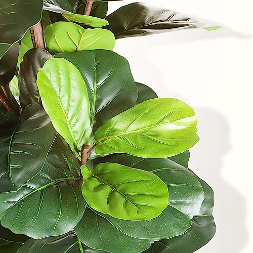 LYERSE Artificial Fiddle Leaf Fig Tree - 6.5ft Faux Ficus Lyrata Plant with 108 Fiddle Leaves Fake Fig Silk Tree in Pot Artificial Tree for Indoor Outdoor House Home Office Perfect Housewarming