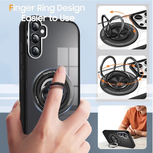 Image of KARWAN️360 Degree Stand with Mag-Safe Case with N52 Strong Magnets Mag-Safe Phone case Cover for Samsung Galaxy S24 Plus || Mobile Back Cover for Samsung Galaxy S24 Plus || Black