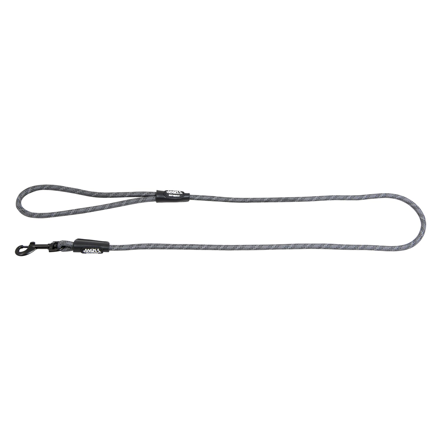 Jack and Vanilla - Luminous Dots Solid Dog Lead - Strap with Light Spots and Strong Hook for Walking, Walking, Outings - Black/Grey, Size 8 mm x 120 cm