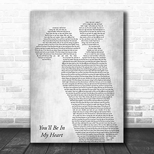You'll Be in My Heart Mother & Child Grey Song Lyric Print